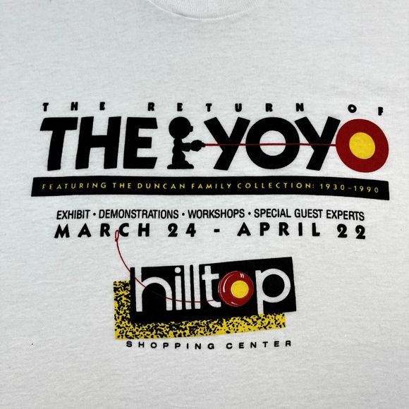 Vintage Yo-Yo Toys T-Shirt Adult Small White Exhibit Collection Made in USA 90s - Picture 3 of 10
